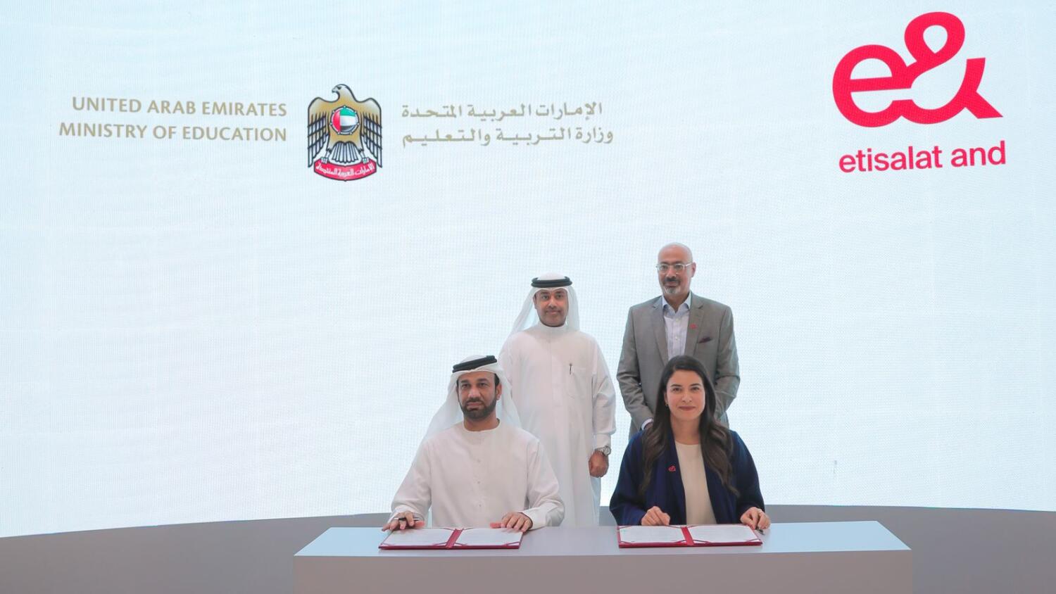 UAE Ministry of Education and e&amp; officials sign the MoU duing Gitex 2023. — Supplied photo